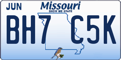 MO license plate BH7C5K