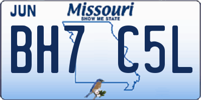 MO license plate BH7C5L