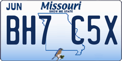 MO license plate BH7C5X