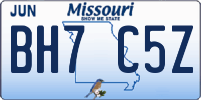 MO license plate BH7C5Z