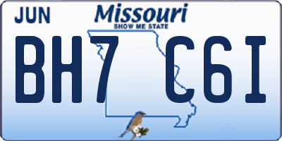 MO license plate BH7C6I