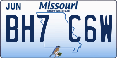 MO license plate BH7C6W