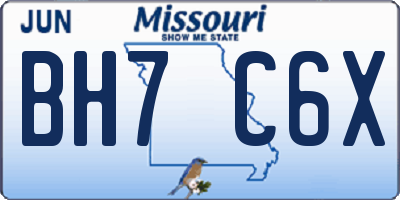 MO license plate BH7C6X
