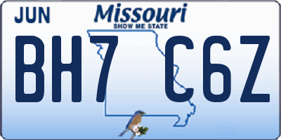 MO license plate BH7C6Z