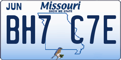 MO license plate BH7C7E