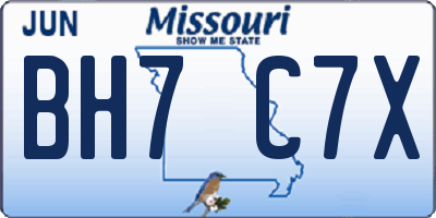 MO license plate BH7C7X