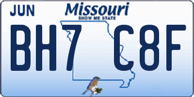 MO license plate BH7C8F