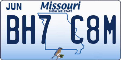 MO license plate BH7C8M