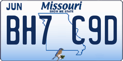 MO license plate BH7C9D