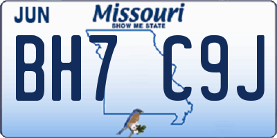 MO license plate BH7C9J
