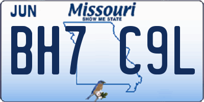 MO license plate BH7C9L