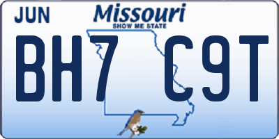 MO license plate BH7C9T