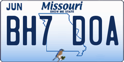 MO license plate BH7D0A