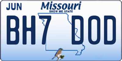 MO license plate BH7D0D