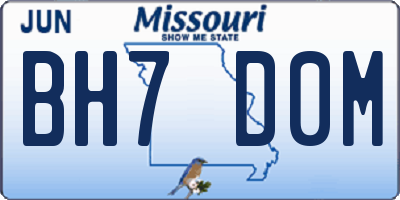 MO license plate BH7D0M