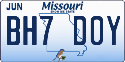 MO license plate BH7D0Y