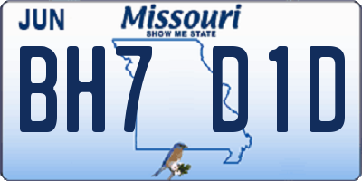 MO license plate BH7D1D