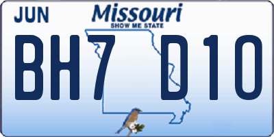 MO license plate BH7D1O