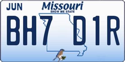MO license plate BH7D1R
