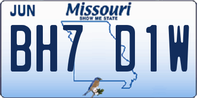 MO license plate BH7D1W