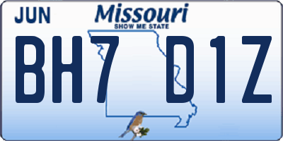 MO license plate BH7D1Z
