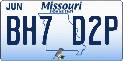 MO license plate BH7D2P