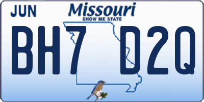MO license plate BH7D2Q