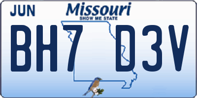 MO license plate BH7D3V