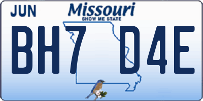 MO license plate BH7D4E