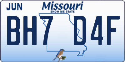 MO license plate BH7D4F