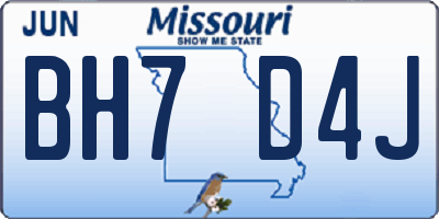 MO license plate BH7D4J