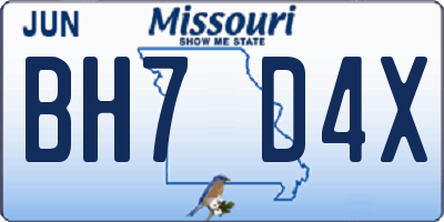 MO license plate BH7D4X