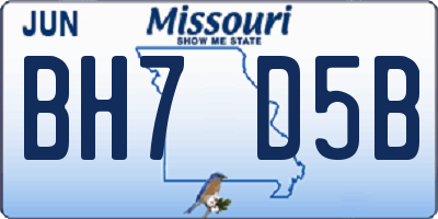 MO license plate BH7D5B