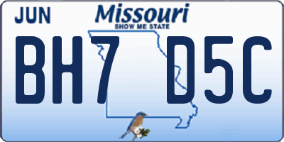 MO license plate BH7D5C