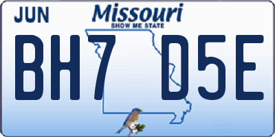 MO license plate BH7D5E