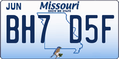 MO license plate BH7D5F