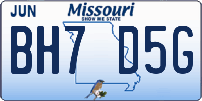 MO license plate BH7D5G