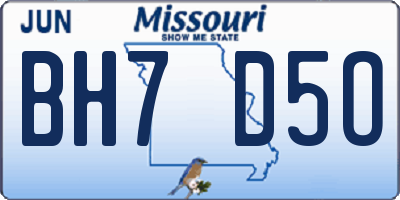 MO license plate BH7D5O