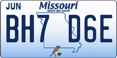 MO license plate BH7D6E