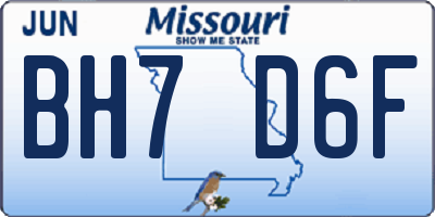 MO license plate BH7D6F