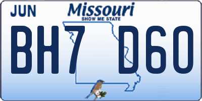 MO license plate BH7D6O