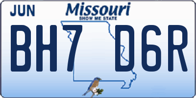 MO license plate BH7D6R
