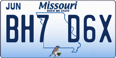 MO license plate BH7D6X