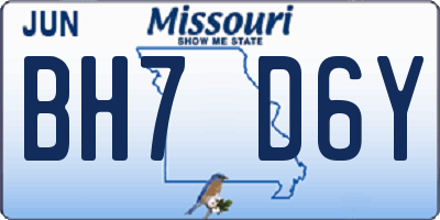 MO license plate BH7D6Y