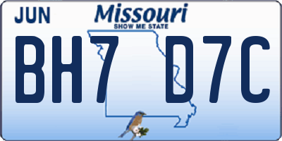 MO license plate BH7D7C