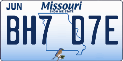 MO license plate BH7D7E