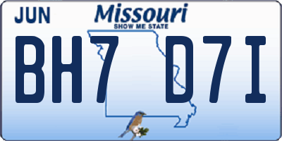 MO license plate BH7D7I
