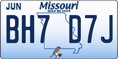 MO license plate BH7D7J