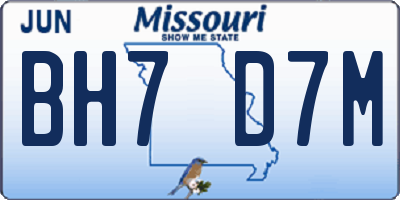 MO license plate BH7D7M
