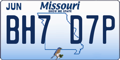 MO license plate BH7D7P